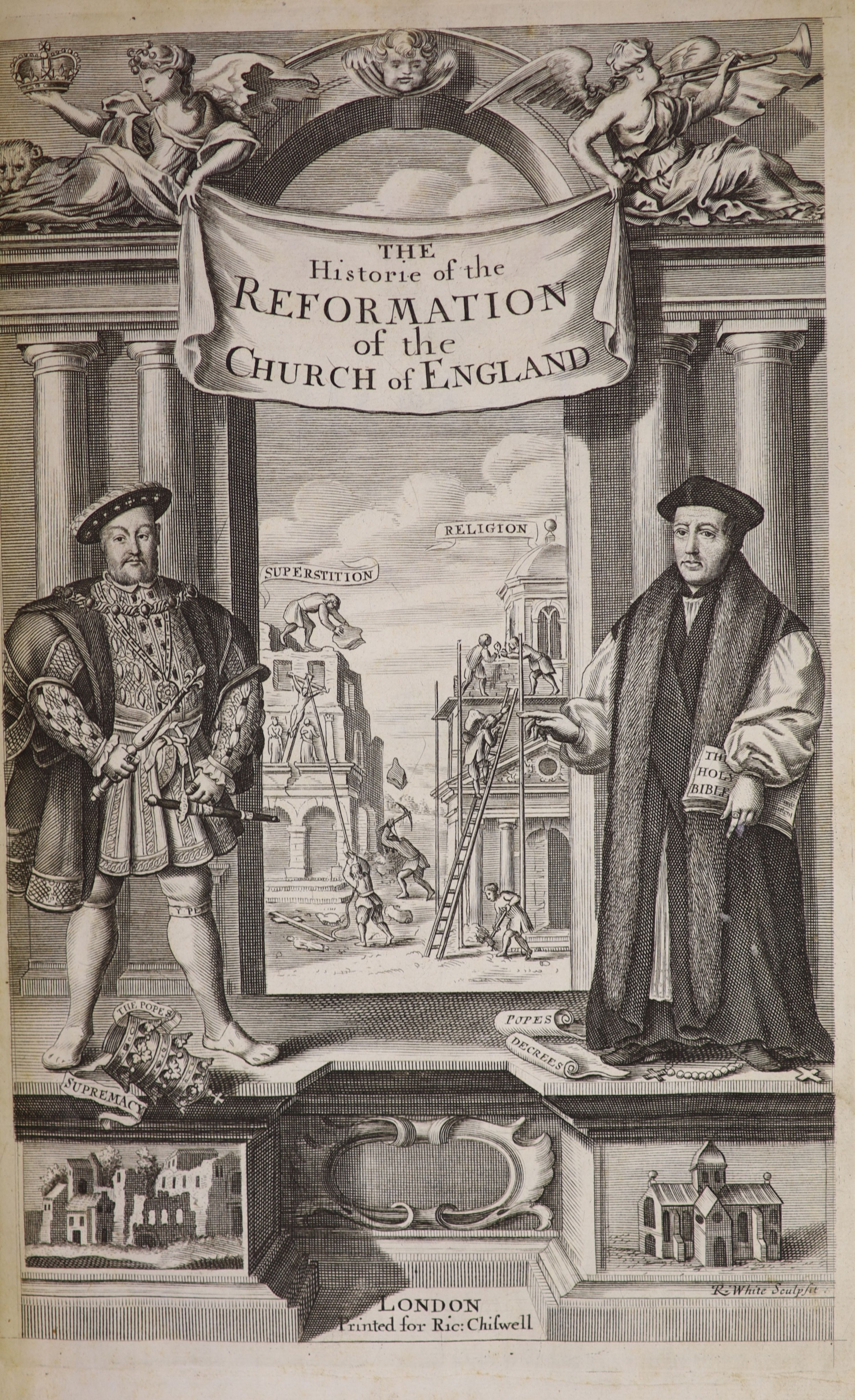 Burnet, Gilbert - The History of the Reformation of the Church of England ... 2 vols. pictorial engraved and printed titles, 13 engraved portraits (only, ex16), licence leaf (v.I)